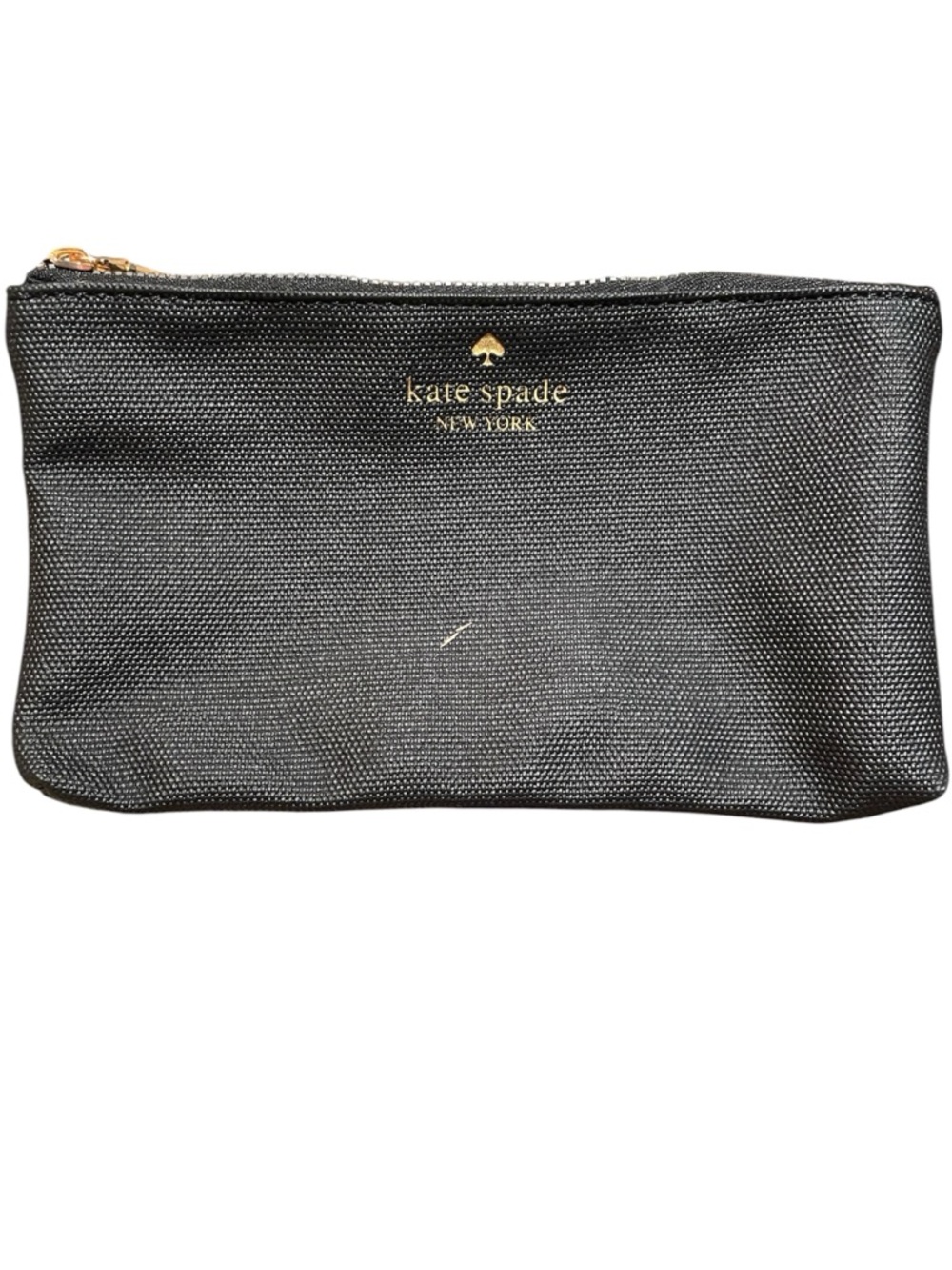 kate spade Black Textured Zip Pouch with Gold Logo